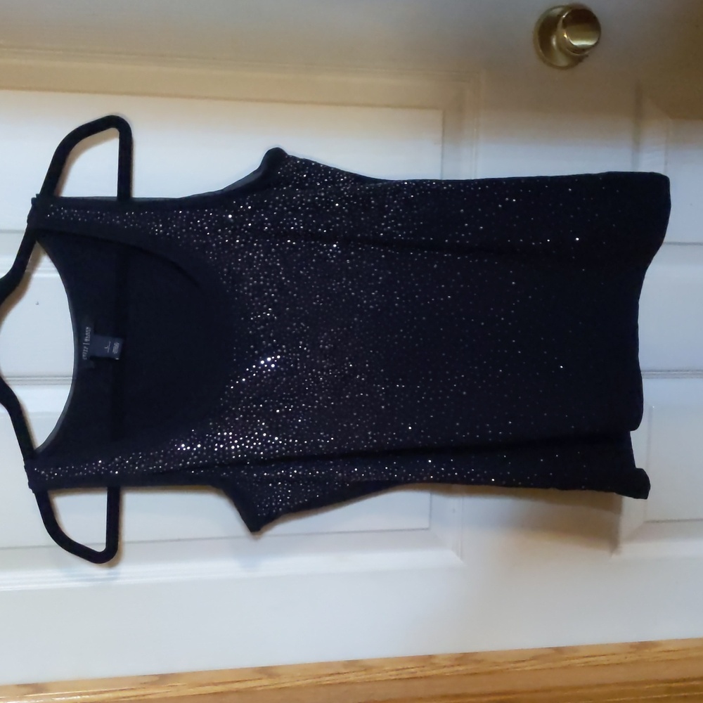 WHBM large black tank top with rhinestones